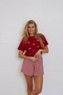 Red Shirt Bow Stitched Shirt Cherry Red Shirt 100 Cotton Shirt Mooiste 1