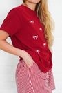 Red Shirt Bow Stitched Shirt Cherry Red Shirt 100 Cotton Shirt Mooiste 2