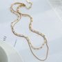 Trendy Gold Double Layered Snake And Paperclip Necklace 2