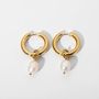Pealr Drop Earrings Huggy Earrings Gold Earrings Waterproof Jewelry 1688