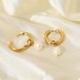 Pealr Drop Earrings Huggy Earrings Gold Earrings Waterproof Jewelry 1690